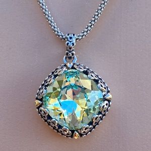 14k gold + 925  green Swarovski crystal necklace